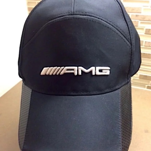 💋 Rare AMG Cap White AMG Letter Carbon Fiber Like Trim NEW W/TAG *ADJUSTABLE - Picture 1 of 8
